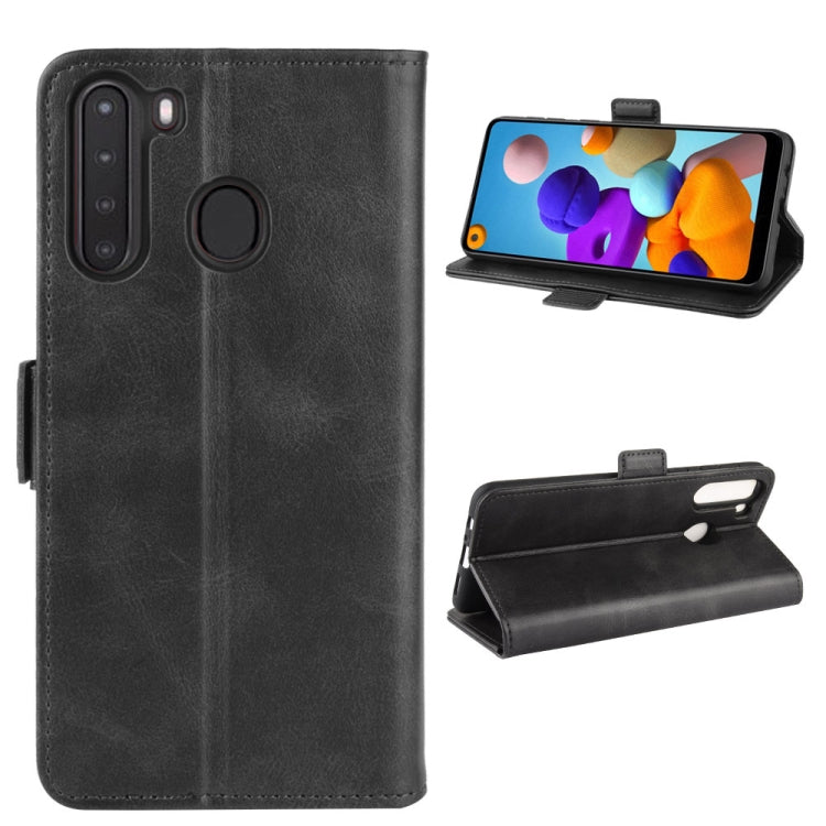 For Galaxy A21  Dual-side Magnetic Buckle Horizontal Flip Leather Case with Holder & Card Slots & Wallet