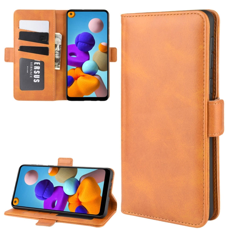 For Galaxy A21  Dual-side Magnetic Buckle Horizontal Flip Leather Case with Holder & Card Slots & Wallet