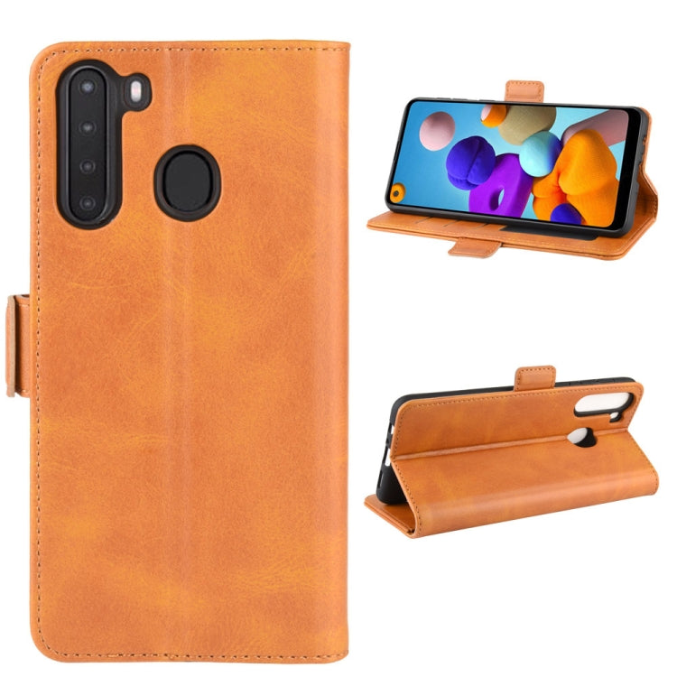 For Galaxy A21  Dual-side Magnetic Buckle Horizontal Flip Leather Case with Holder & Card Slots & Wallet