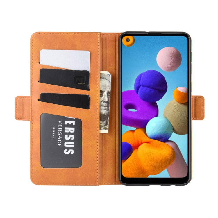 For Galaxy A21  Dual-side Magnetic Buckle Horizontal Flip Leather Case with Holder & Card Slots & Wallet