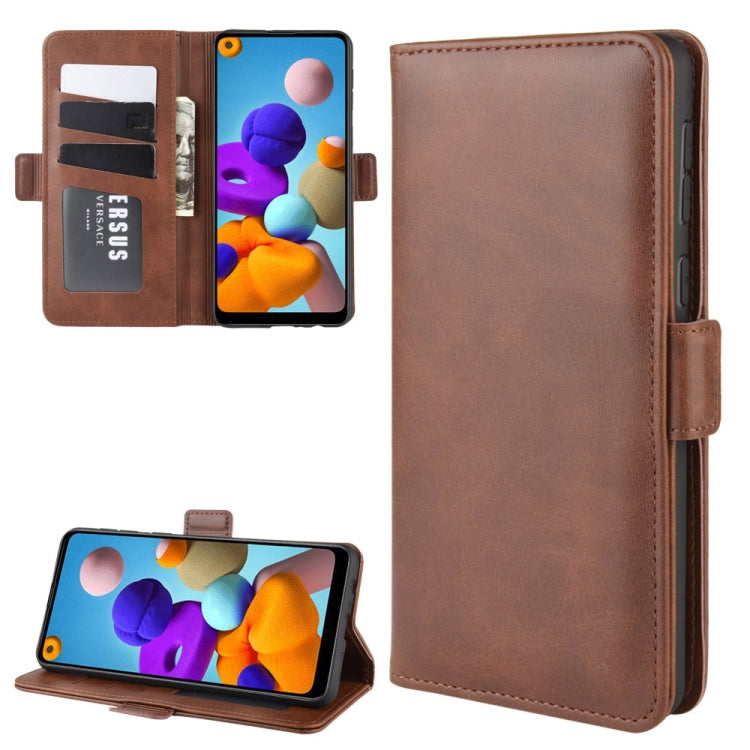 For Galaxy A21  Dual-side Magnetic Buckle Horizontal Flip Leather Case with Holder & Card Slots & Wallet