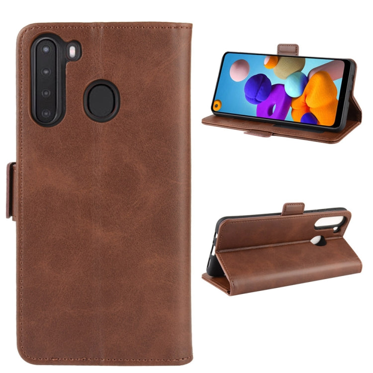 For Galaxy A21  Dual-side Magnetic Buckle Horizontal Flip Leather Case with Holder & Card Slots & Wallet