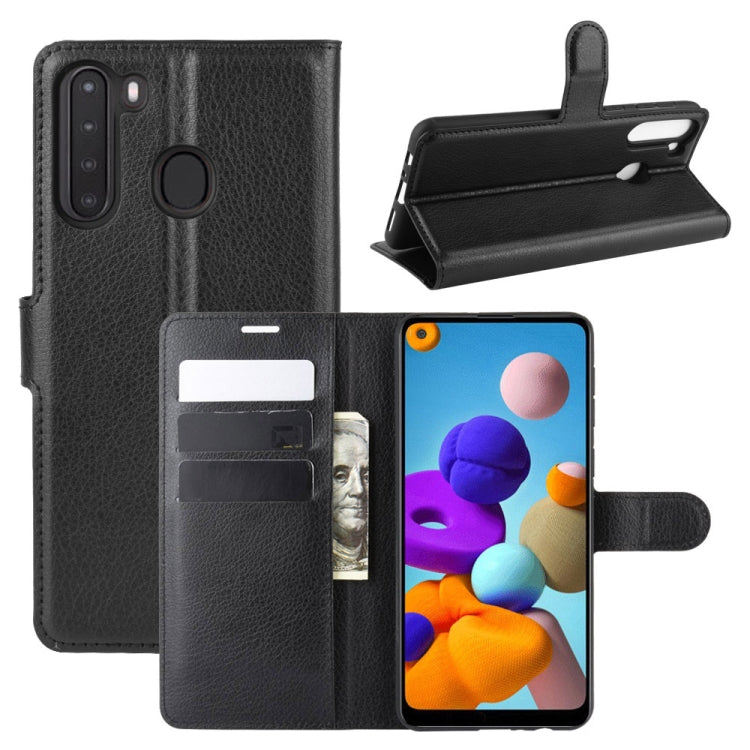 For Galaxy A21 Litchi Texture Horizontal Flip Protective Case with Holder & Card Slots & Wallet