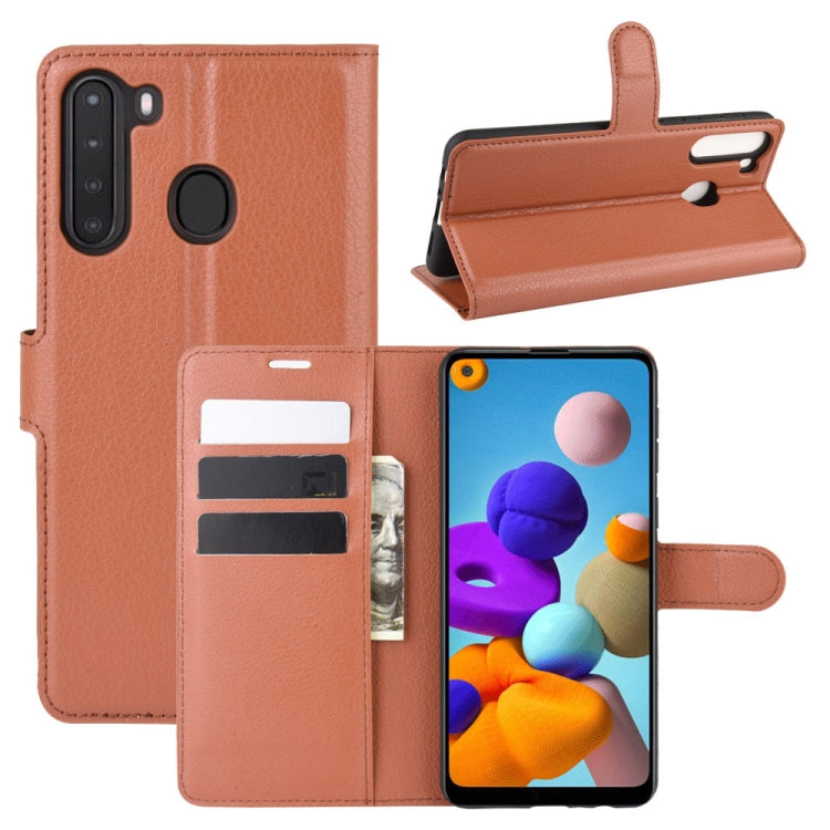 For Galaxy A21 Litchi Texture Horizontal Flip Protective Case with Holder & Card Slots & Wallet