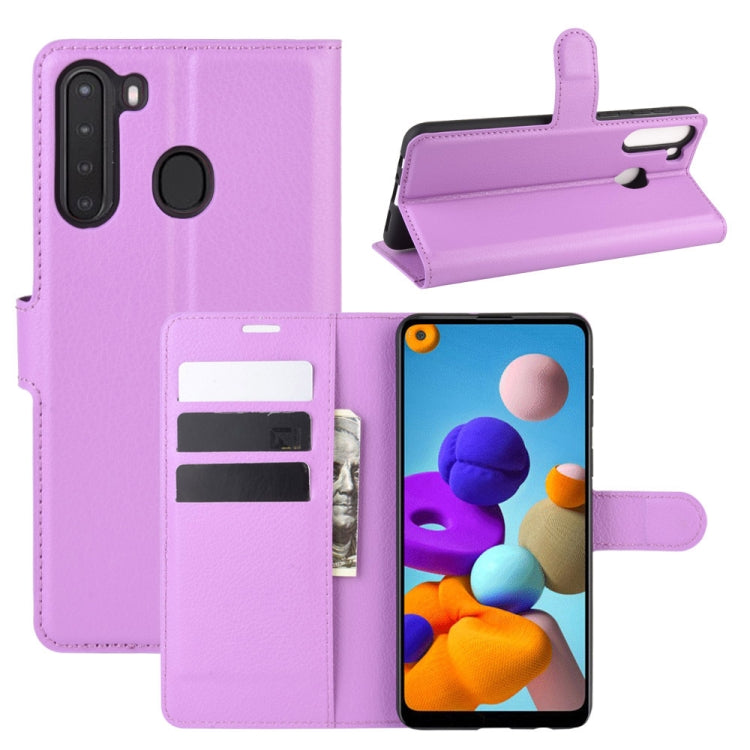 For Galaxy A21 Litchi Texture Horizontal Flip Protective Case with Holder & Card Slots & Wallet