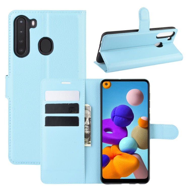 For Galaxy A21 Litchi Texture Horizontal Flip Protective Case with Holder & Card Slots & Wallet