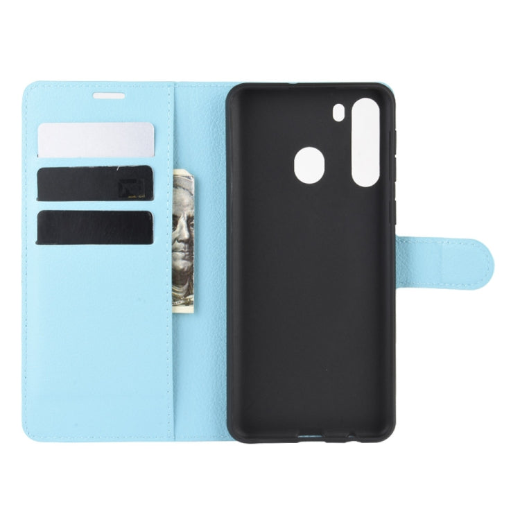 For Galaxy A21 Litchi Texture Horizontal Flip Protective Case with Holder & Card Slots & Wallet