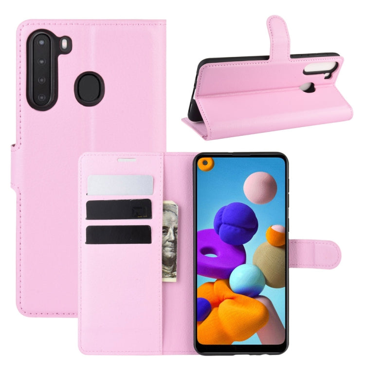 For Galaxy A21 Litchi Texture Horizontal Flip Protective Case with Holder & Card Slots & Wallet