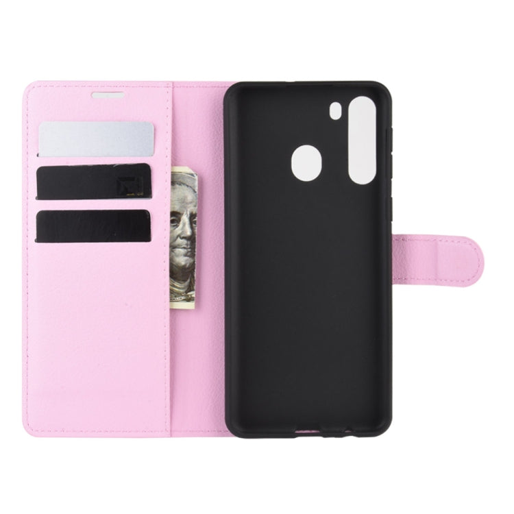 For Galaxy A21 Litchi Texture Horizontal Flip Protective Case with Holder & Card Slots & Wallet