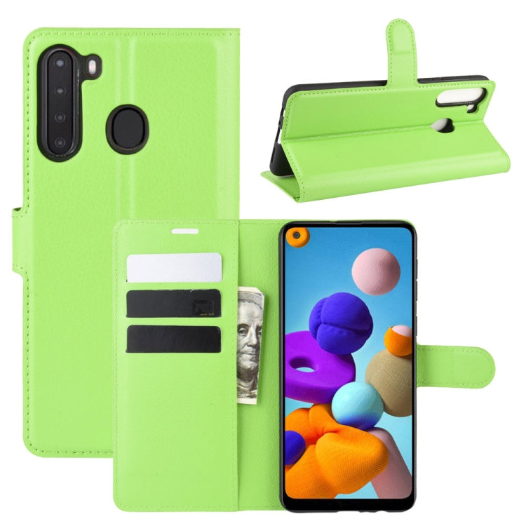 For Galaxy A21 Litchi Texture Horizontal Flip Protective Case with Holder & Card Slots & Wallet