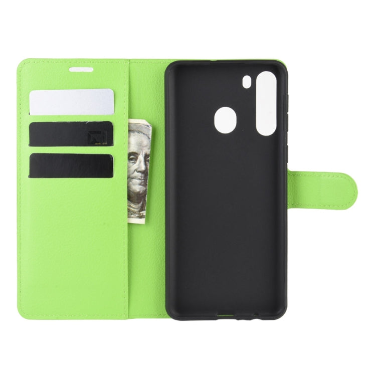 For Galaxy A21 Litchi Texture Horizontal Flip Protective Case with Holder & Card Slots & Wallet