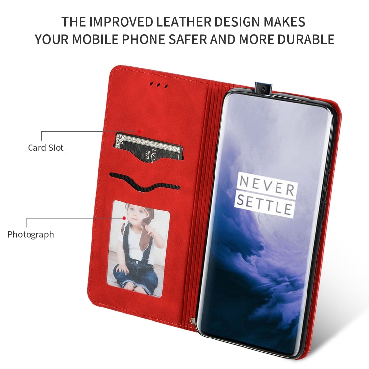 For OnePlus 7T Pro Retro Skin Feel Business Magnetic Horizontal Flip Leather Case