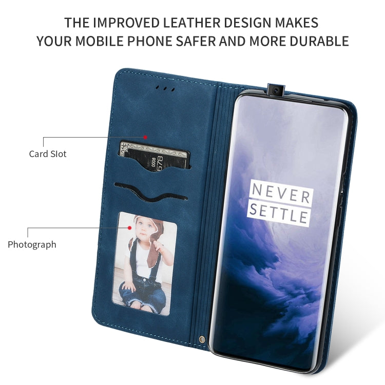 For OnePlus 7T Pro Retro Skin Feel Business Magnetic Horizontal Flip Leather Case