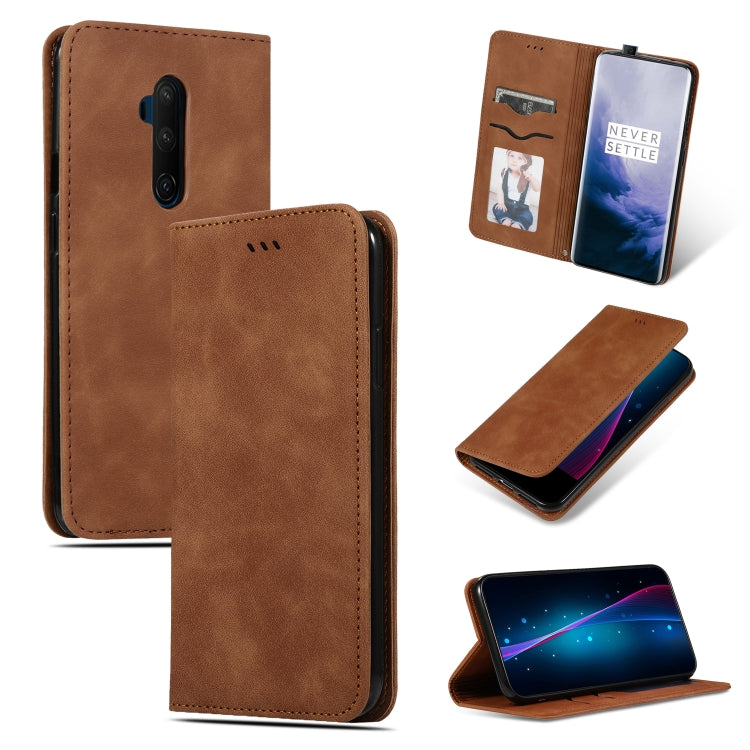 For OnePlus 7T Pro Retro Skin Feel Business Magnetic Horizontal Flip Leather Case