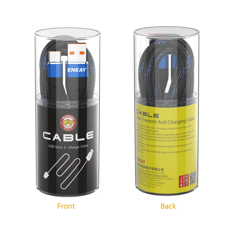 ENKAY ENK-CB101 Fishing Net Weaving USB to USB-C / Type-C Data Transfer Charging Cable