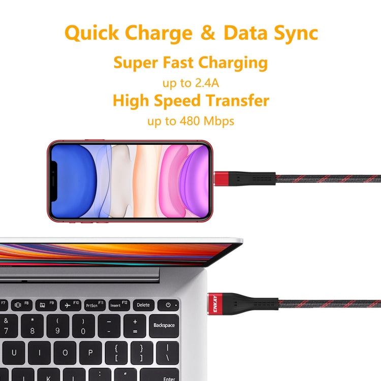 ENKAY ENK-CB201 Fishing Net Weaving USB to 8 Pin Data Transfer Charging Cable