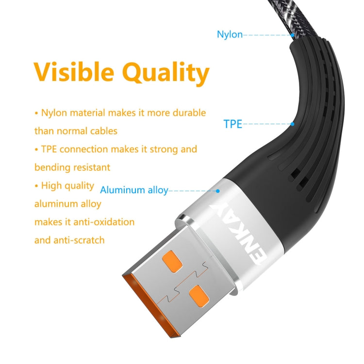 ENKAY ENK-CB201 Fishing Net Weaving USB to 8 Pin Data Transfer Charging Cable