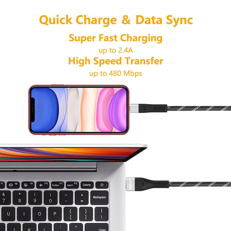 ENKAY ENK-CB201 Fishing Net Weaving USB to 8 Pin Data Transfer Charging Cable