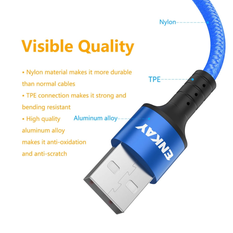 ENKAY ENK-CB302 Nylon Weaving USB to Micro USB Data Transfer Charging Cable