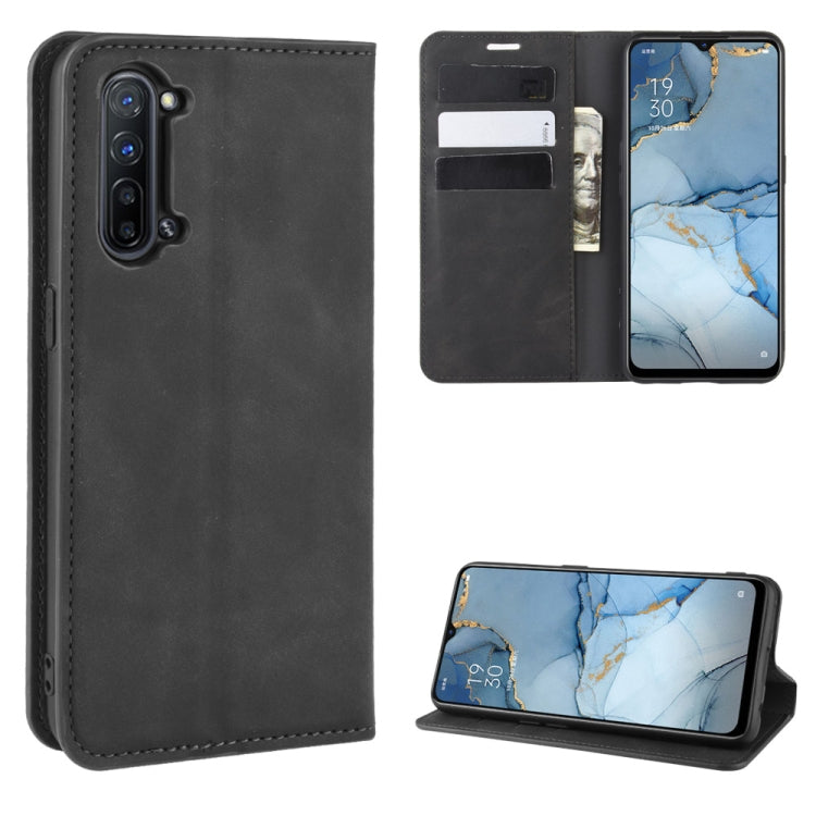 For OPPO Reno3 5G Retro-skin Business Magnetic Suction Leather Case with Holder & Card Slots & Wallet