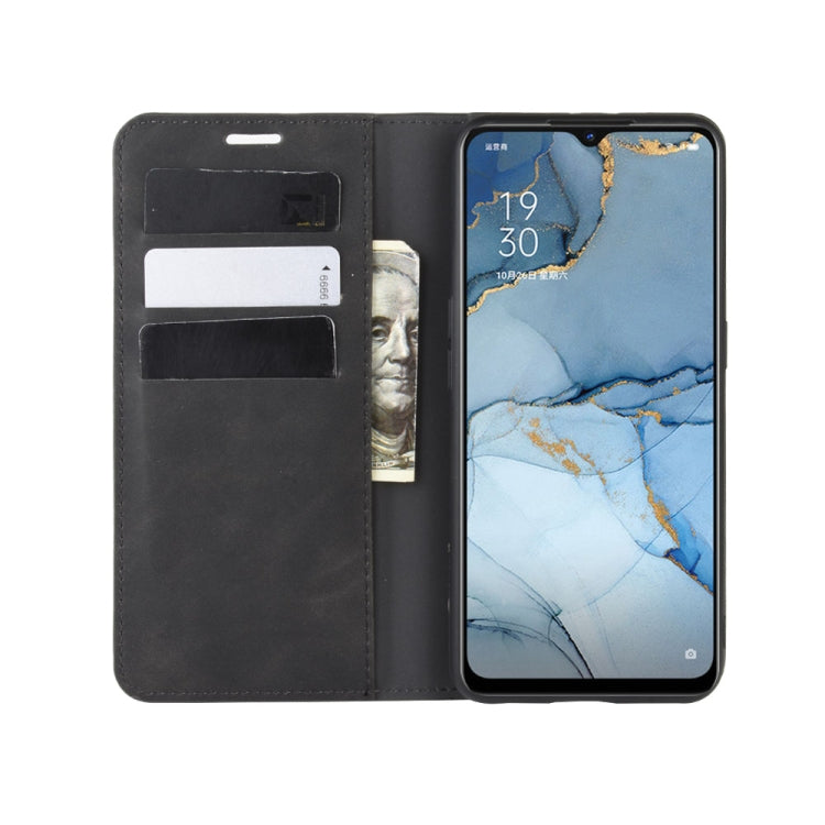 For OPPO Reno3 5G Retro-skin Business Magnetic Suction Leather Case with Holder & Card Slots & Wallet