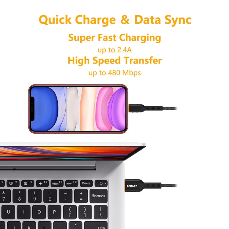 ENKAY ENK-CB103 Cloth Weaving Thread USB to USB Type-C Data Transfer Charging Cable