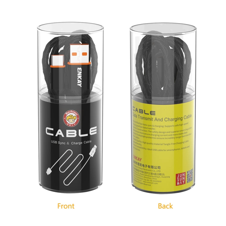 ENKAY ENK-CB103 Cloth Weaving Thread USB to USB Type-C Data Transfer Charging Cable
