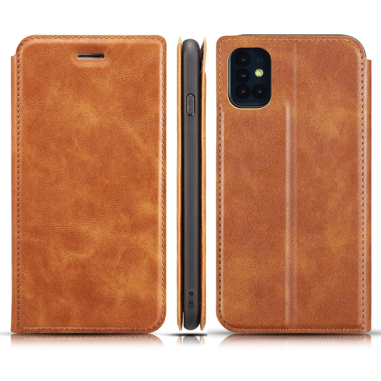 For Galaxy A51 / M40s Retro Simple Ultra-thin Magnetic Fitted Leather Flip Case with Holder Card Slots Lanyard