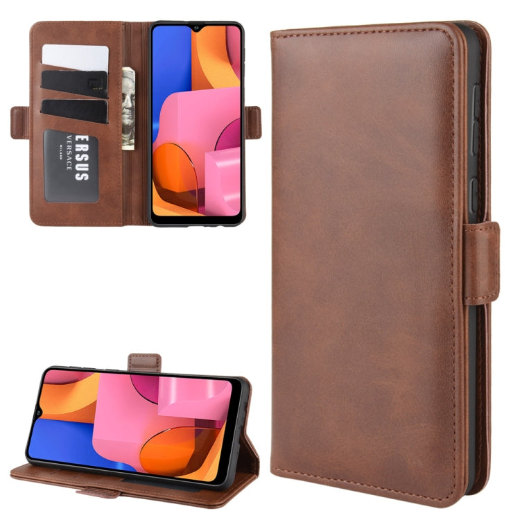 For Galaxy A21 Double Buckle Crazy Horse Business Mobile Phone Holster with Card Wallet Bracket Function