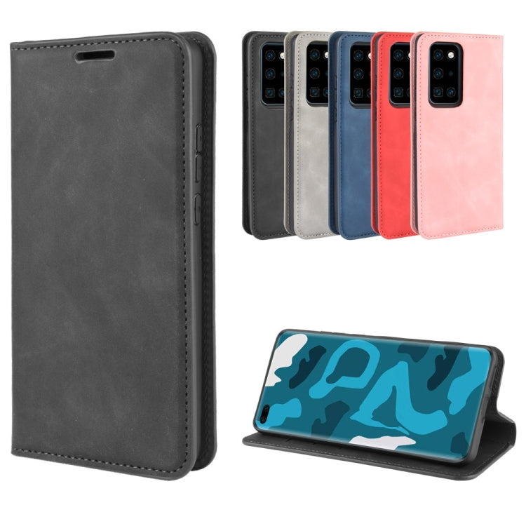 For Huawei P40 Pro Retro-skin Business Magnetic Suction Leather Case with Holder & Card Slots & Wallet