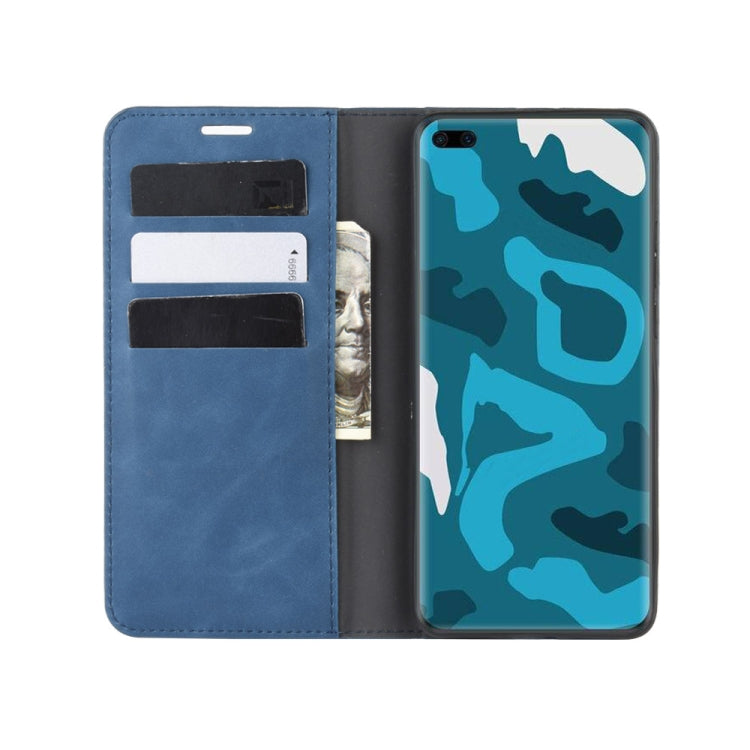 For Huawei P40 Pro Retro-skin Business Magnetic Suction Leather Case with Holder & Card Slots & Wallet
