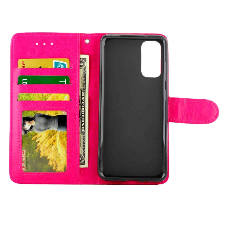 For Galaxy S20 Crazy Horse Texture Leather Horizontal Flip Protective Case with Holder & Card Slots & Wallet & Photo Frame(Magenta)