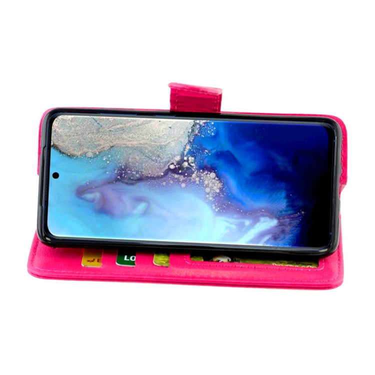 For Galaxy S20 Crazy Horse Texture Leather Horizontal Flip Protective Case with Holder & Card Slots & Wallet & Photo Frame(Magenta)