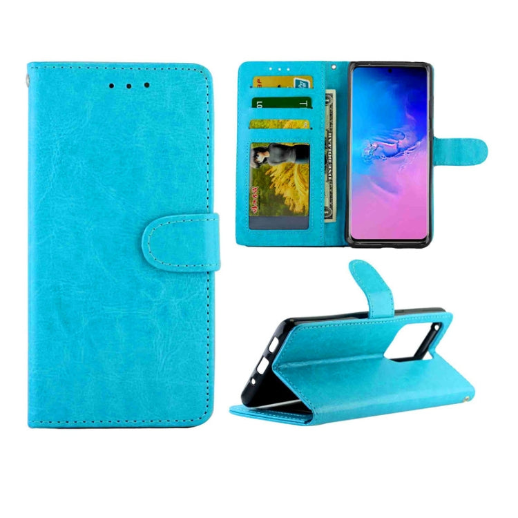 For Galaxy S20 Ultra Crazy Horse Texture Leather Horizontal Flip Protective Case with Holder & Card Slots & Wallet & Photo Frame(Baby Blue)