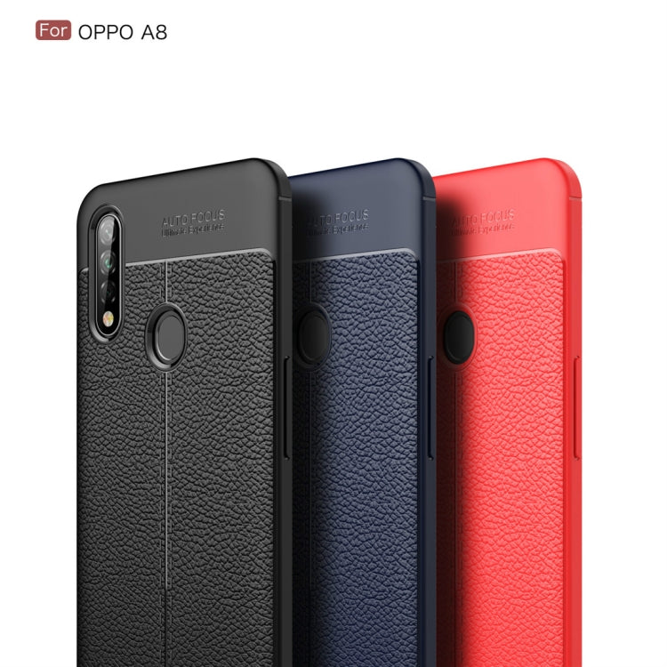 For OPPO A8 Litchi Texture TPU Shockproof Case(Red)
