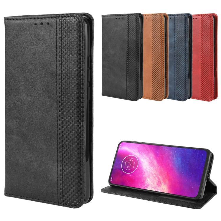 For Motorola One Hyper Magnetic Buckle Retro Crazy Horse Texture Horizontal Flip Leather Case with Holder & Card Slots & Photo Frame