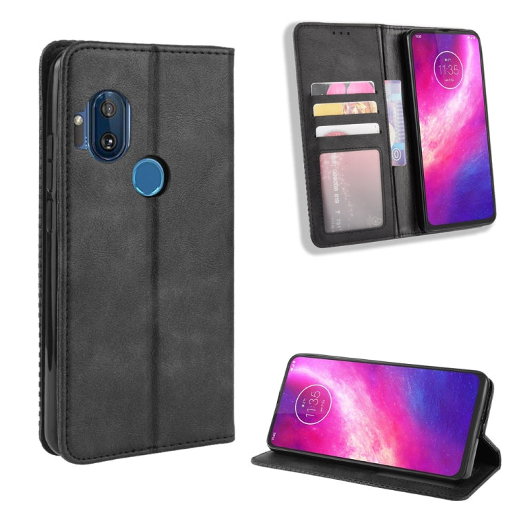 For Motorola One Hyper Magnetic Buckle Retro Crazy Horse Texture Horizontal Flip Leather Case with Holder & Card Slots & Photo Frame