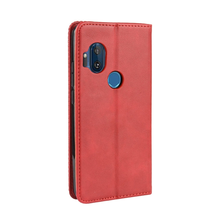 For Motorola One Hyper Magnetic Buckle Retro Crazy Horse Texture Horizontal Flip Leather Case with Holder & Card Slots & Photo Frame