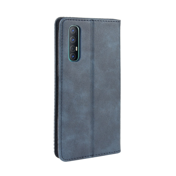 For OPPO Reno 3 Pro Magnetic Buckle Retro Crazy Horse Texture Horizontal Flip Leather Case with Holder & Card Slots & Photo Frame