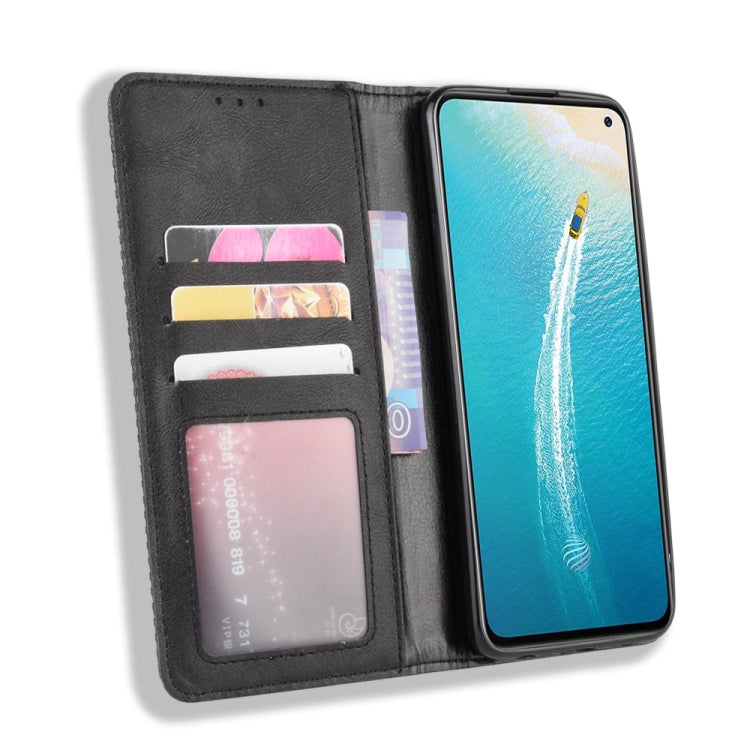 For vivo V17 (India) Magnetic Buckle Retro Crazy Horse Texture Horizontal Flip Leather Case with Holder & Card Slots & Photo Frame