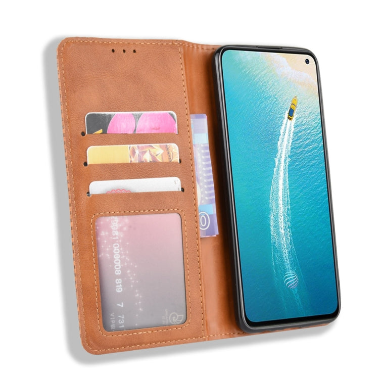 For vivo V17 (India) Magnetic Buckle Retro Crazy Horse Texture Horizontal Flip Leather Case with Holder & Card Slots & Photo Frame