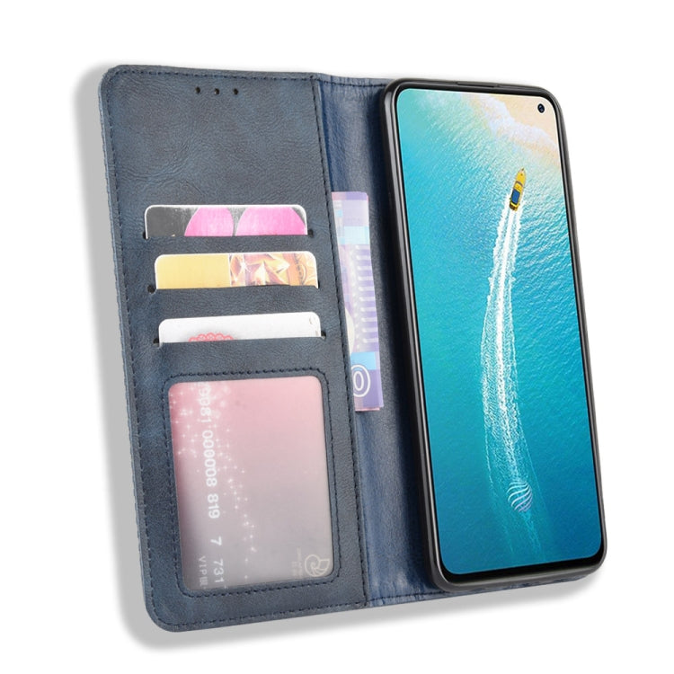 For vivo V17 (India) Magnetic Buckle Retro Crazy Horse Texture Horizontal Flip Leather Case with Holder & Card Slots & Photo Frame