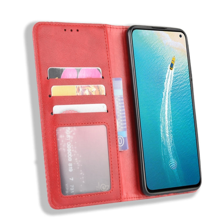 For vivo V17 (India) Magnetic Buckle Retro Crazy Horse Texture Horizontal Flip Leather Case with Holder & Card Slots & Photo Frame