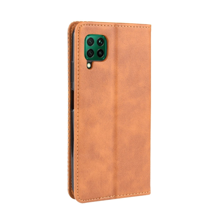 For Huawei P40 Lite / Nova 6 SE Magnetic Buckle Retro Crazy Horse Texture Horizontal Flip Leather Case with Holder & Card Slots & Photo Frame
