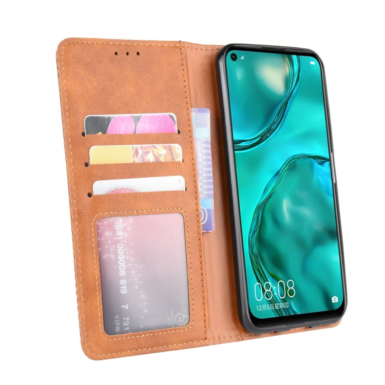 For Huawei P40 Lite / Nova 6 SE Magnetic Buckle Retro Crazy Horse Texture Horizontal Flip Leather Case with Holder & Card Slots & Photo Frame
