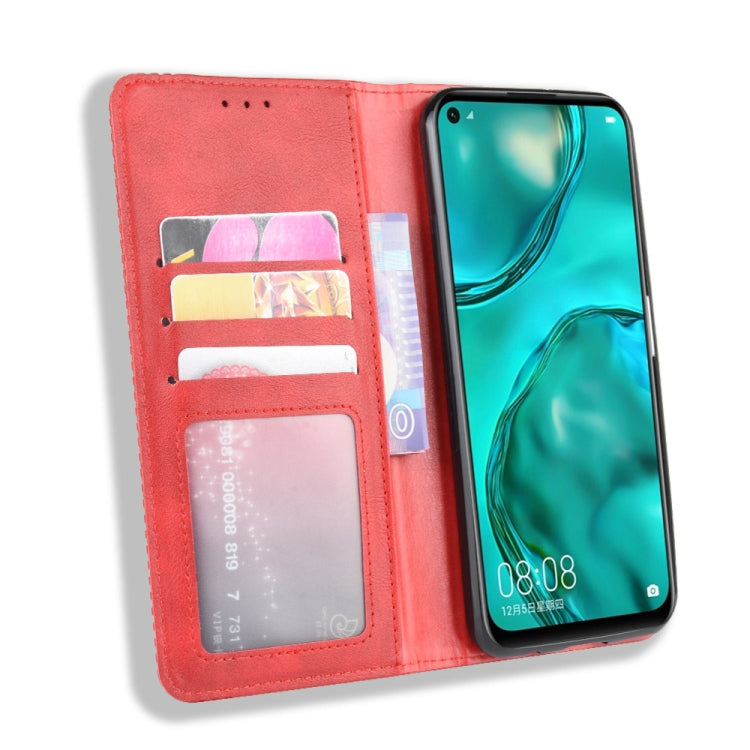 For Huawei P40 Lite / Nova 6 SE Magnetic Buckle Retro Crazy Horse Texture Horizontal Flip Leather Case with Holder & Card Slots & Photo Frame