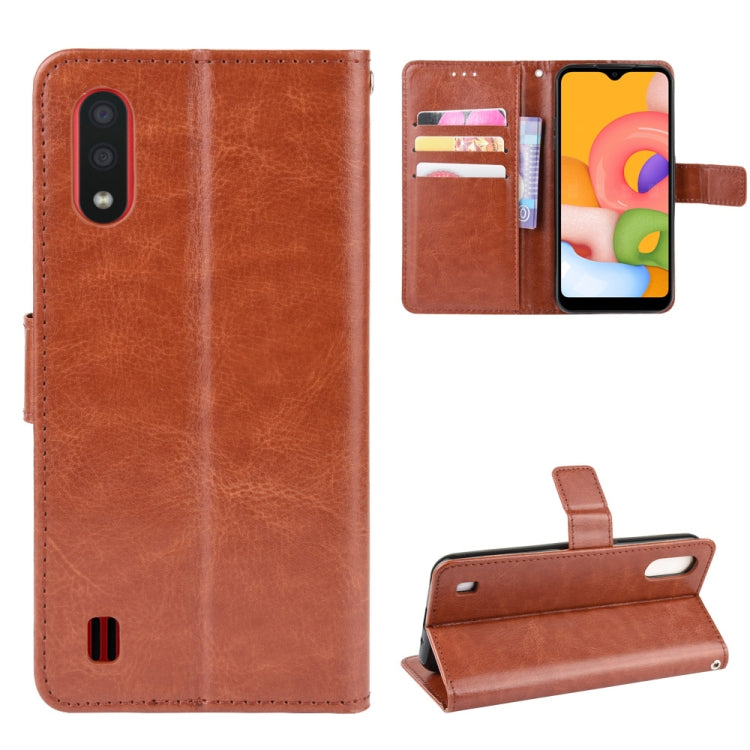 For Galaxy A01 Retro Crazy Horse Texture Horizontal Flip Leather Case with Holder & Card Slots & Photo Frame