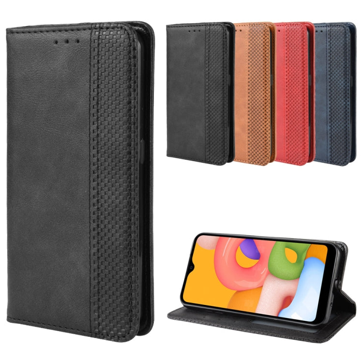 For Galaxy A01 Magnetic Buckle Retro Crazy Horse Texture Horizontal Flip Leather Case with Holder & Card Slots & Photo Frame