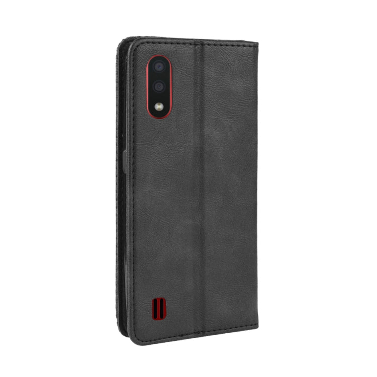 For Galaxy A01 Magnetic Buckle Retro Crazy Horse Texture Horizontal Flip Leather Case with Holder & Card Slots & Photo Frame