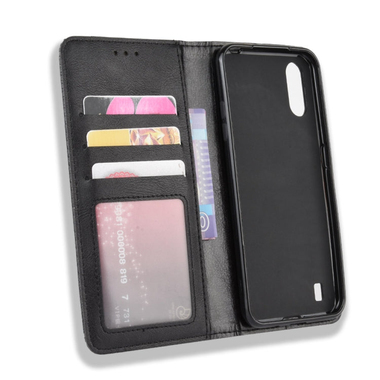 For Galaxy A01 Magnetic Buckle Retro Crazy Horse Texture Horizontal Flip Leather Case with Holder & Card Slots & Photo Frame